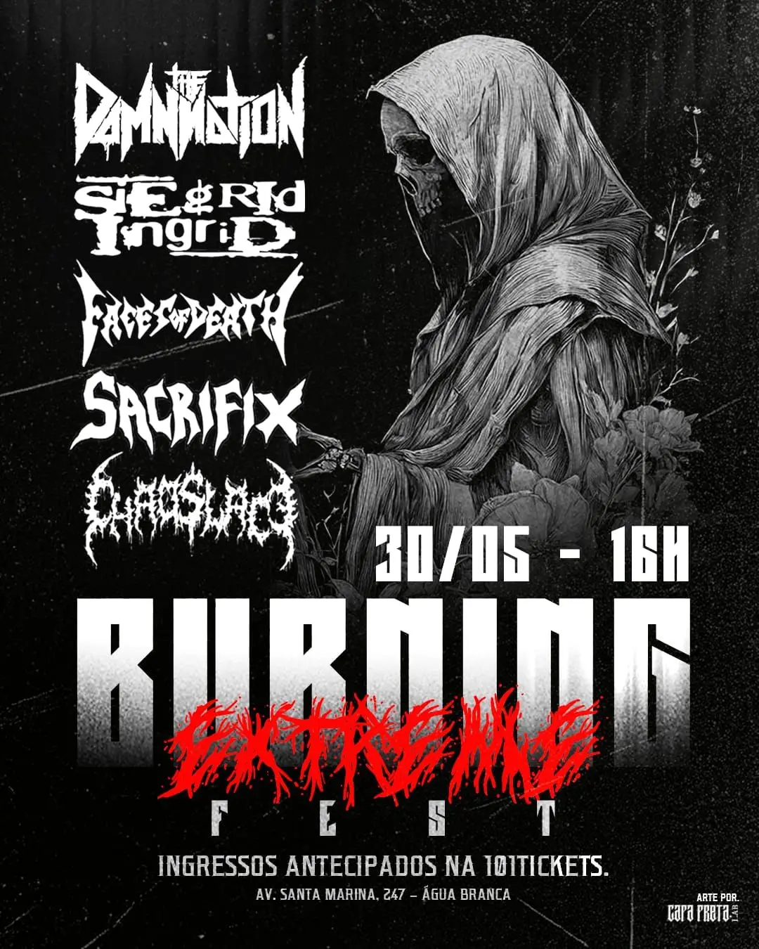 Burning Extreme Fest 2026 reúne The Damnation, Siegrid Ingrid e mais em São Paulo no dia 30 de maio