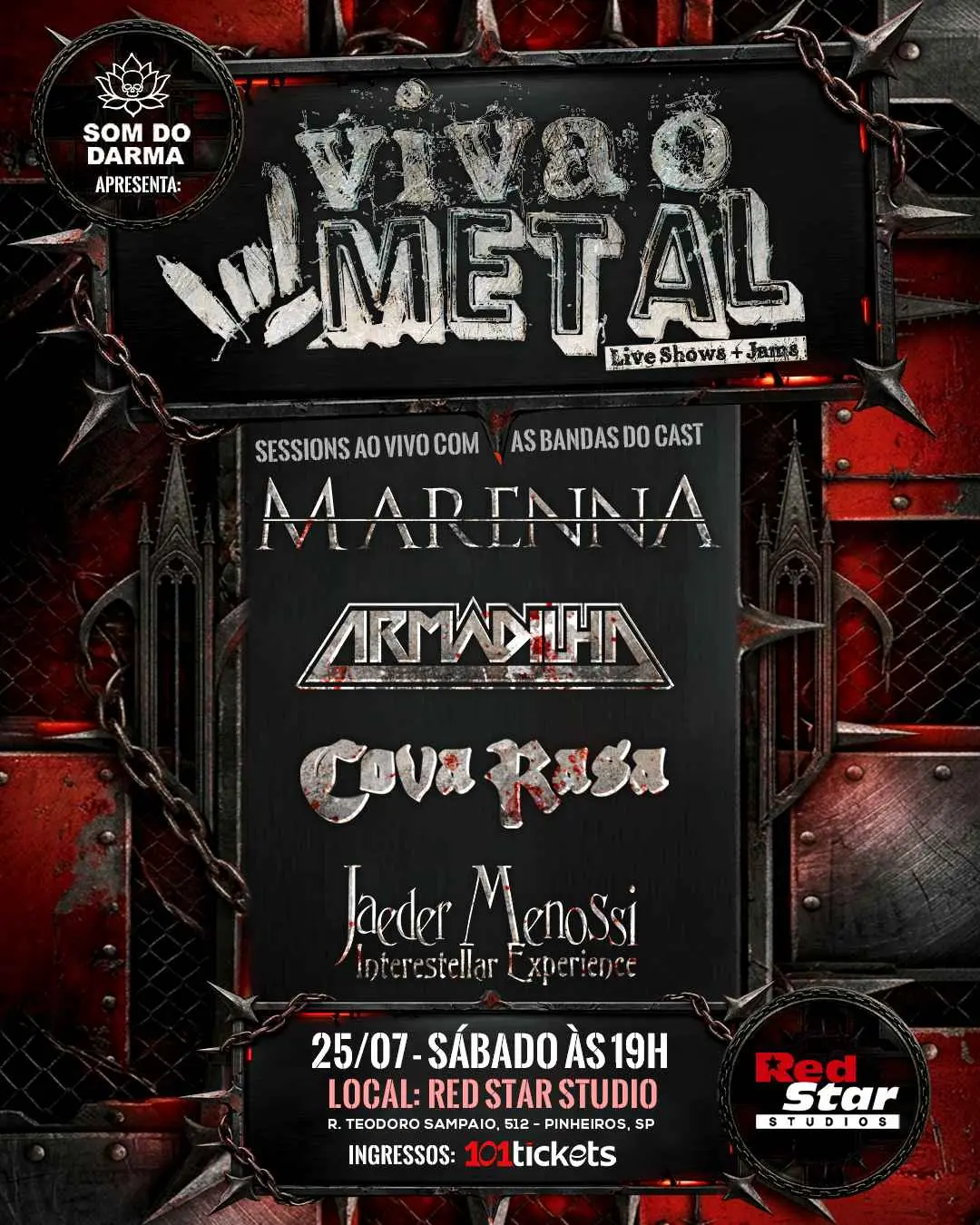 Viva o Metal estreia em São Paulo reunindo Marenna, Armadilha, Cova Rasa e Jaeder Menossi no Red Star Studios