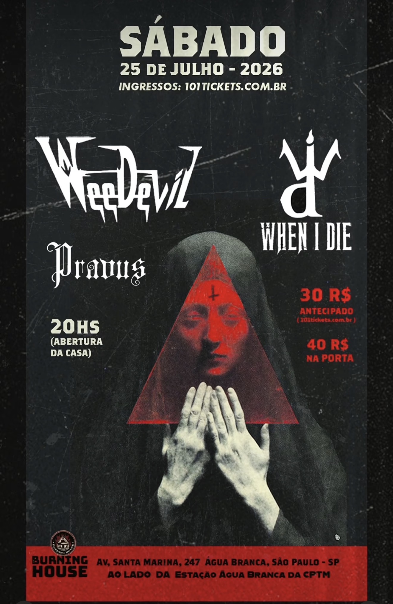 Pravus apresenta o álbum “Cinis” ao vivo neste sábado (25), em São Paulo, ao lado de WeeDevil e When I Die