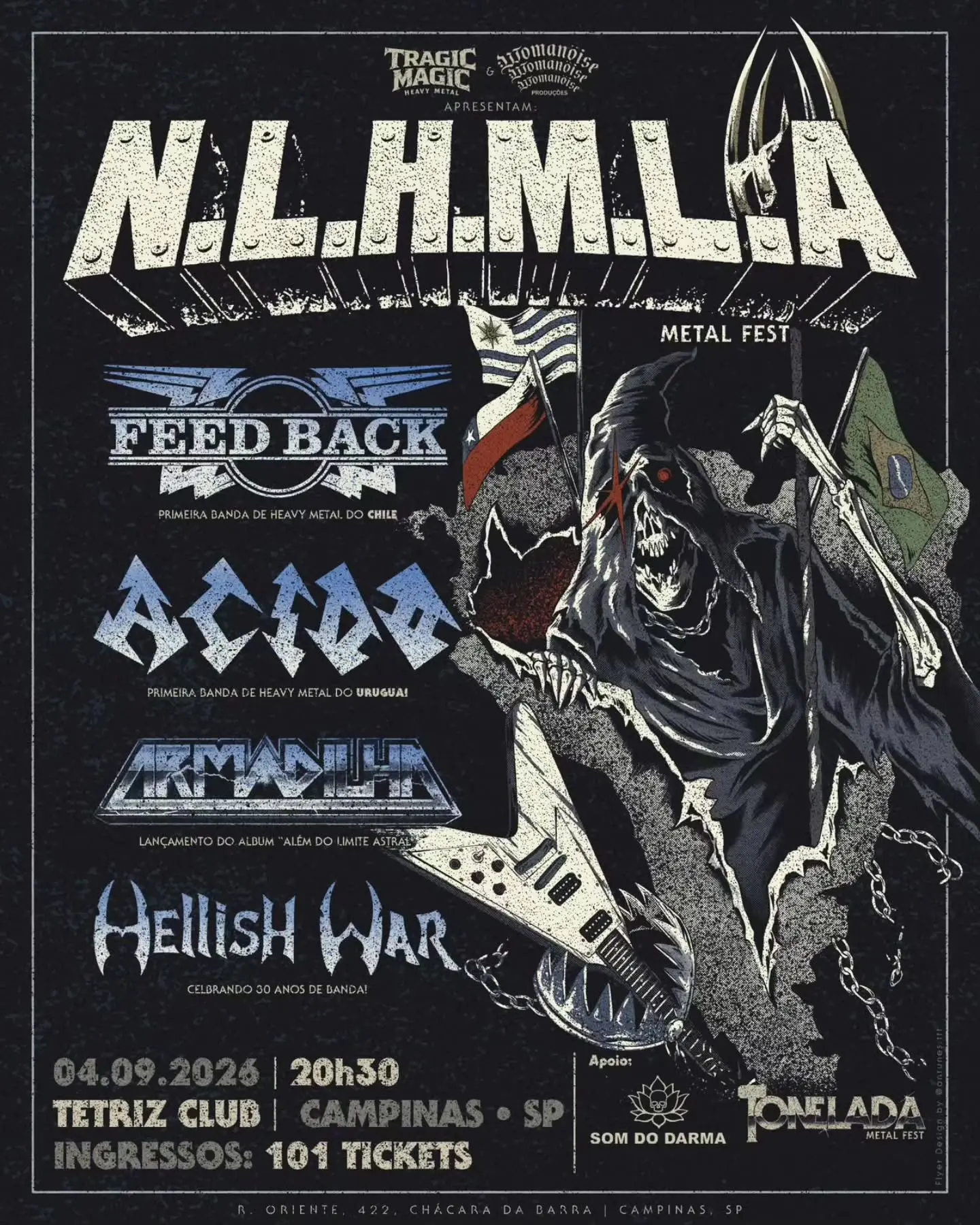 N.L.H.M.L.A. Metal Fest reúne pioneiros do Heavy Metal latino-americano em Campinas