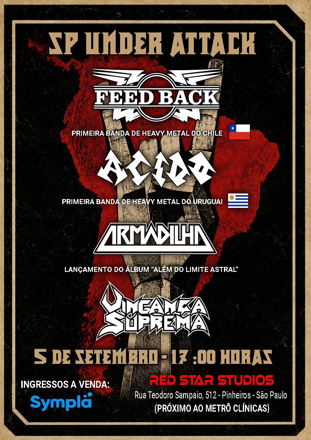Armadilha reúne lendas do Chile, Uruguai e Brasil no festival “SP Under Attack” em São Paulo