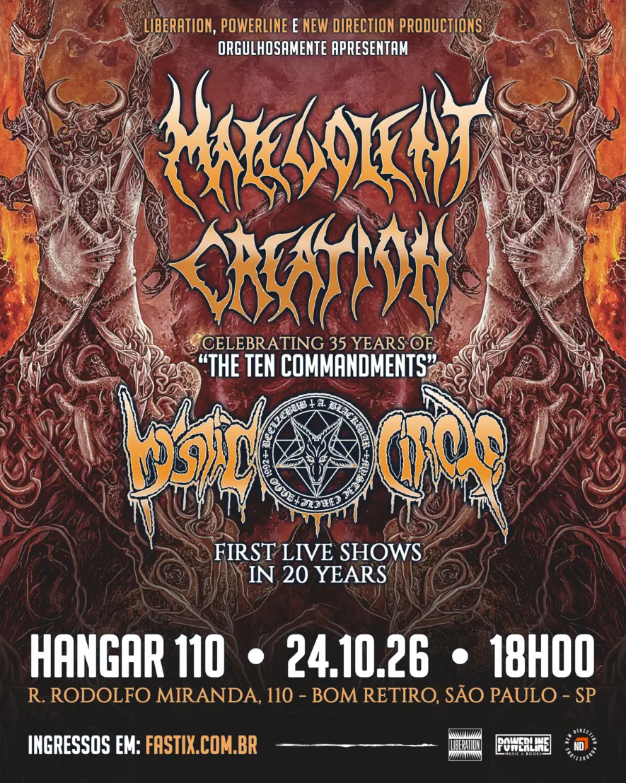 Malevolent Creation celebra 35 anos de ‘The Ten Commandments’ em São Paulo
