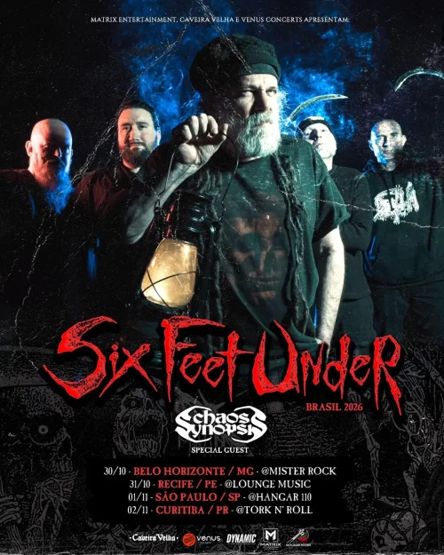 Six Feet Under anuncia turnê inédita no Brasil em 2026 com quatro